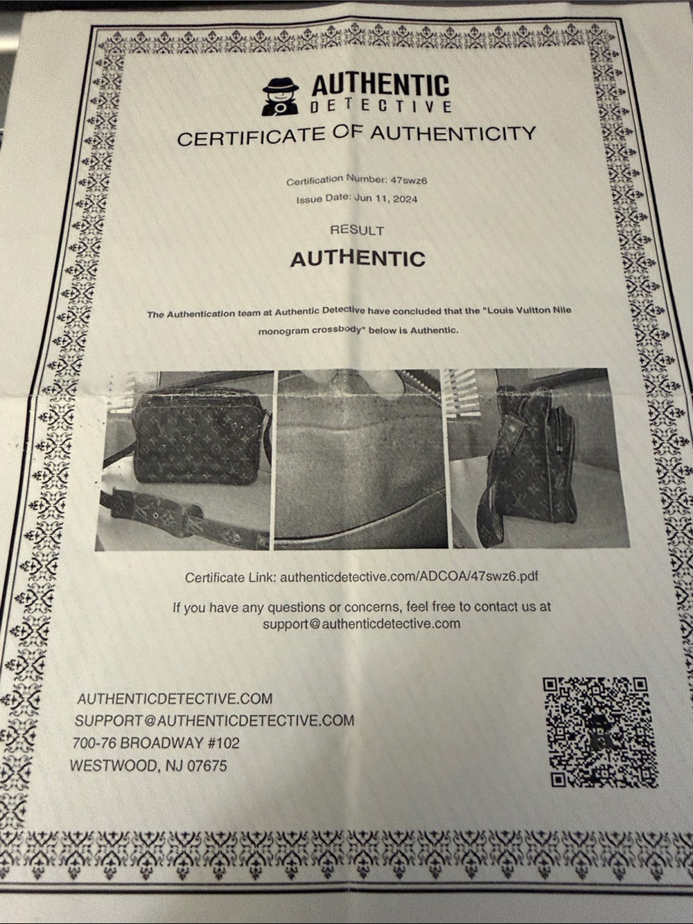 AUTHENTIC Louis Vuitton Vintage  Monogram Nile Messenger Crossbody w/COA - Picture 10 of 10
